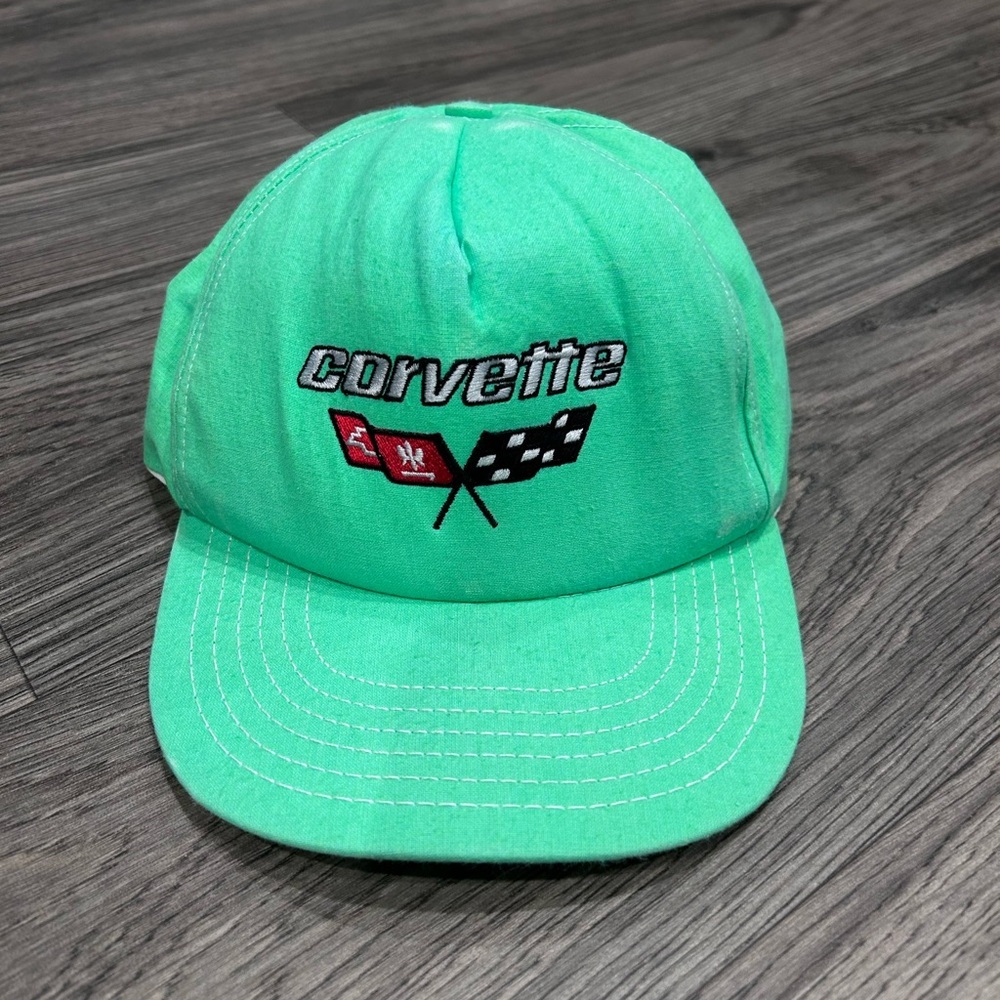 Lime Green Corvette Strap Back Hat Cap Adjustable One Size